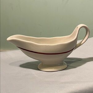 Vintage Jackson Custom China Cream Gravy Boat with Red Stripe